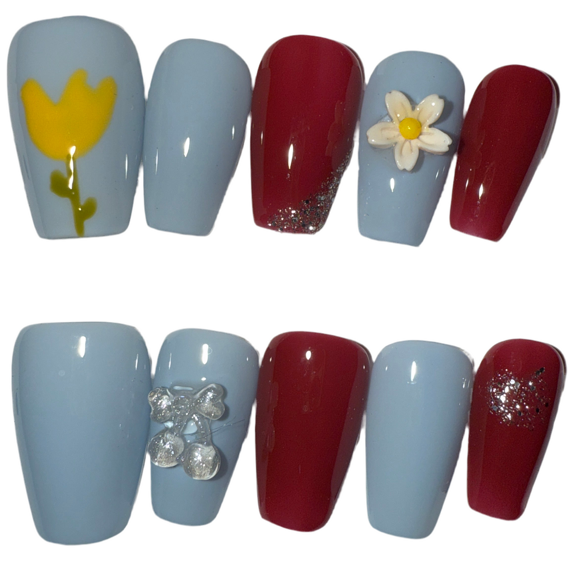 Powder Blue And Burgundy