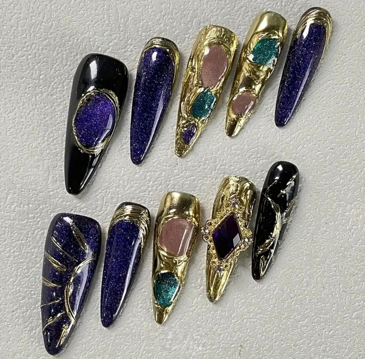 3D Purple Black And Gold