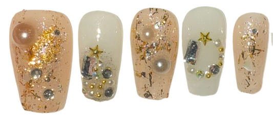 White And Gold With Rhinestones
