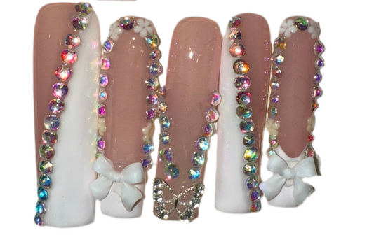 3D White French Rhinestone