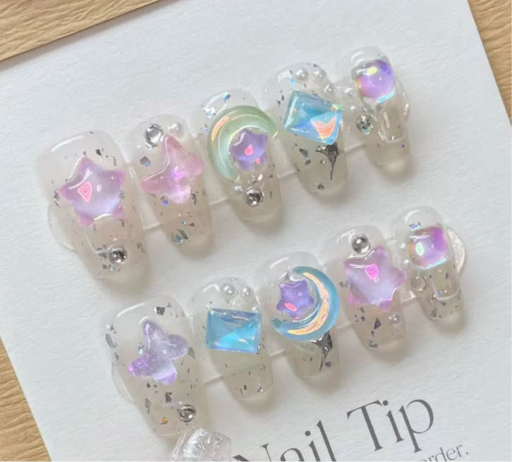 3D Moon Stars And Butterflies