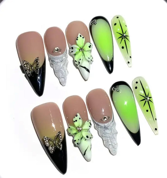 3D Green And Black Flower