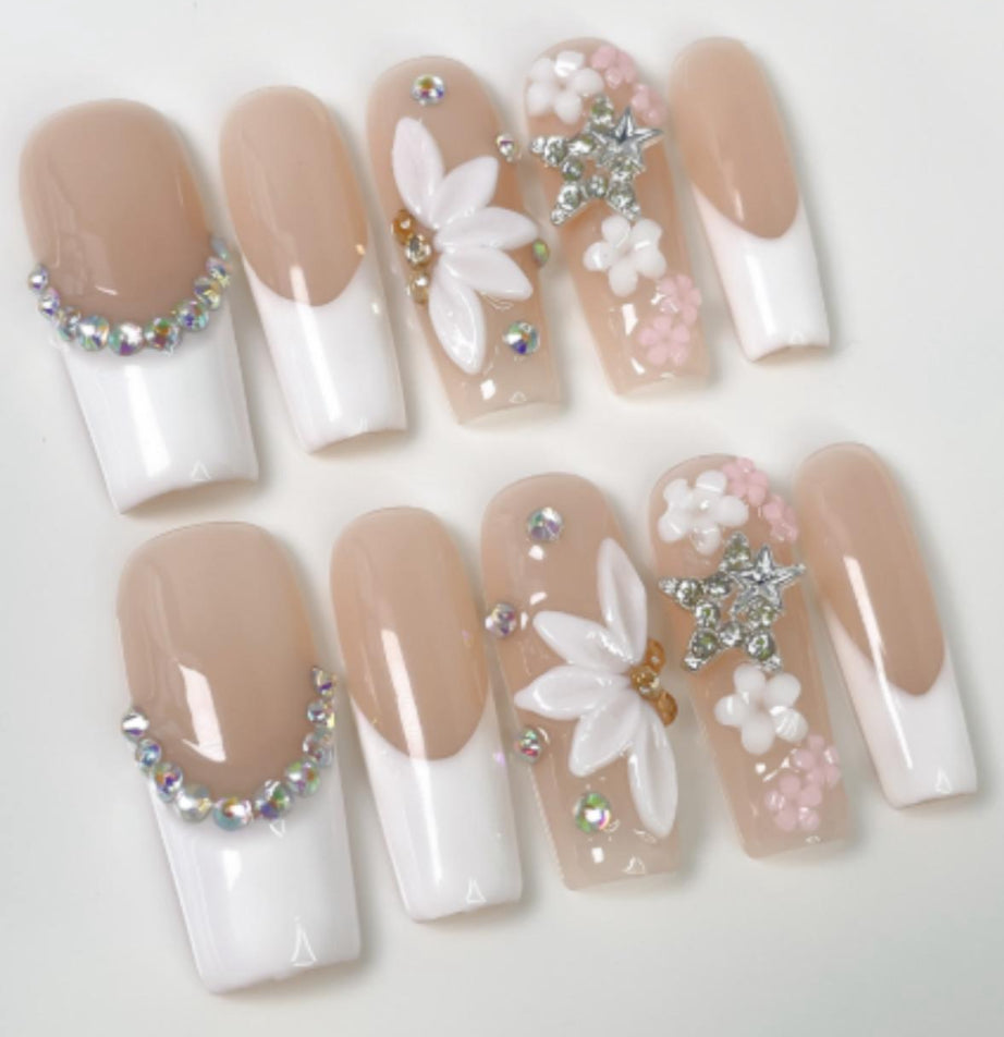 3D White French With Design