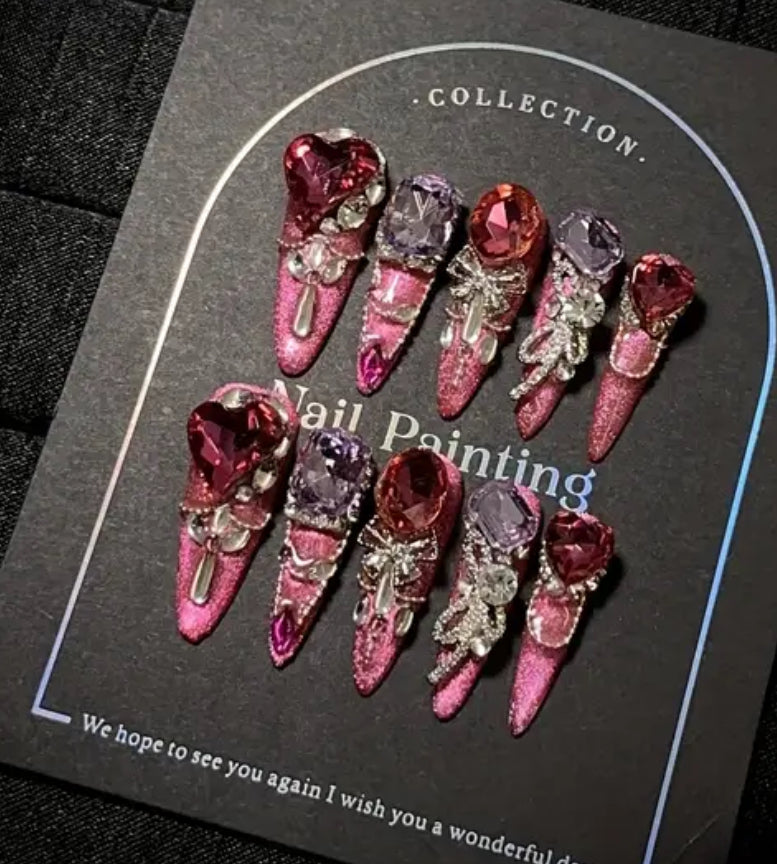 3D Hot Pink Large Rhinestones