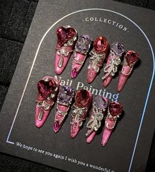 3D Hot Pink Large Rhinestones