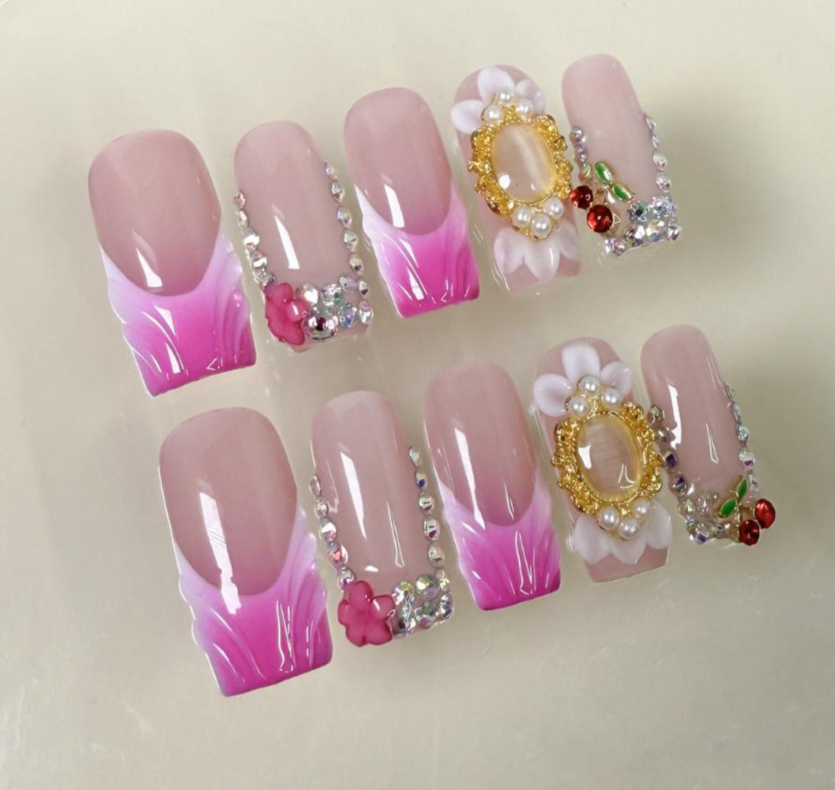 3D Pink French With Design