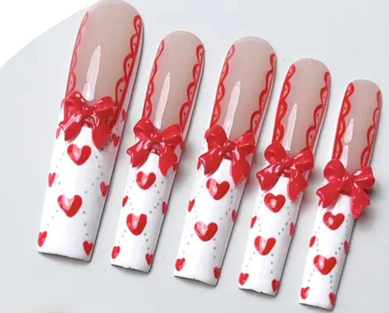 3D Red And White French Bow