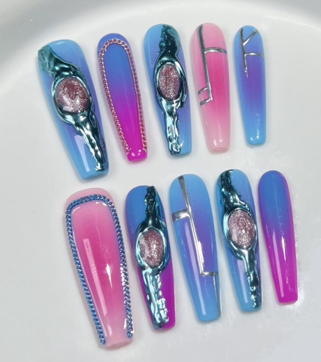 3D Pink And Baby Blue Design